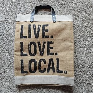 Live Love Local Jute Tote Bag